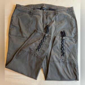 Lane Bryant Army Green Pants with Lace up Detail